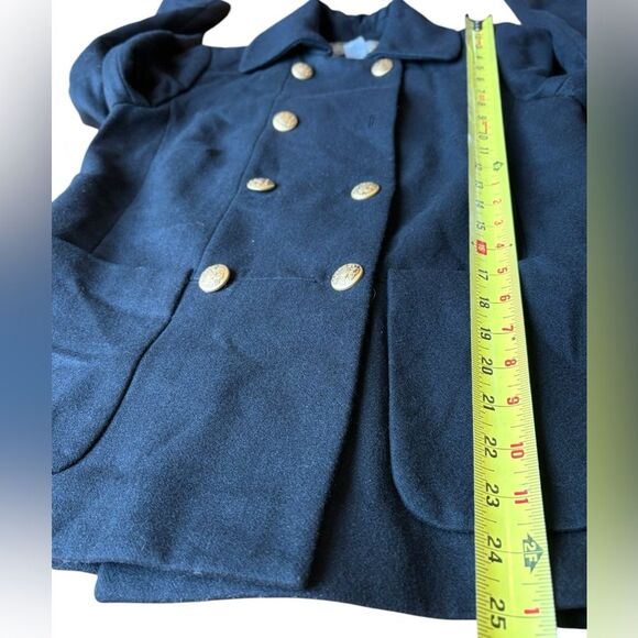 J Crew Wool Blend Peacoat Double Breasted Black With Gold Buttons Womens Size 6 - Picture 11 of 11